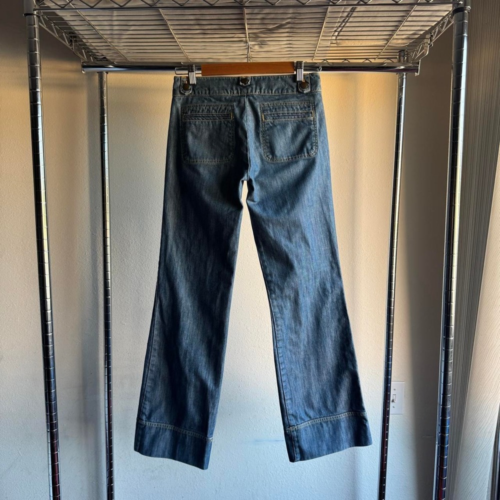 HM Sailor Button Denim Flare Jeans Vintage Y2K Wide Leg Trouser Blue 4